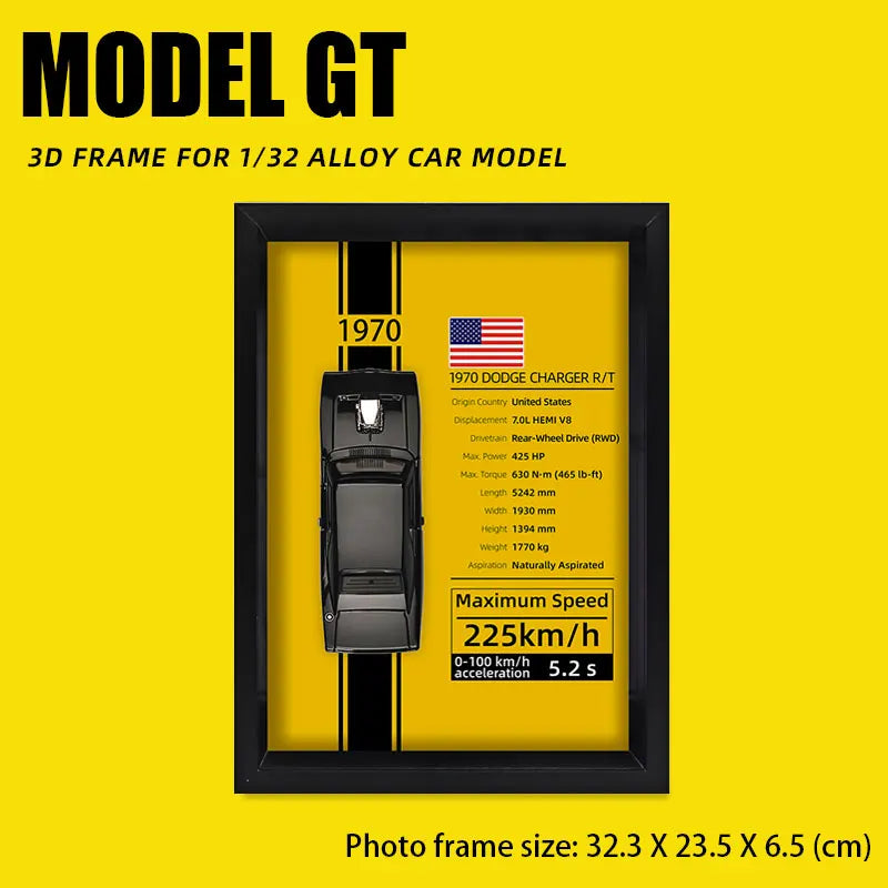 1:32 Alloy Simulation Car Model 3D Three-Dimensional Hanging Painting Collection Ornaments Living Room Decoration Painting