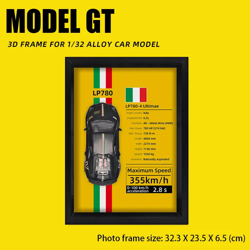 1:32 Alloy Simulation Car Model 3D Three-Dimensional Hanging Painting Collection Ornaments Living Room Decoration Painting