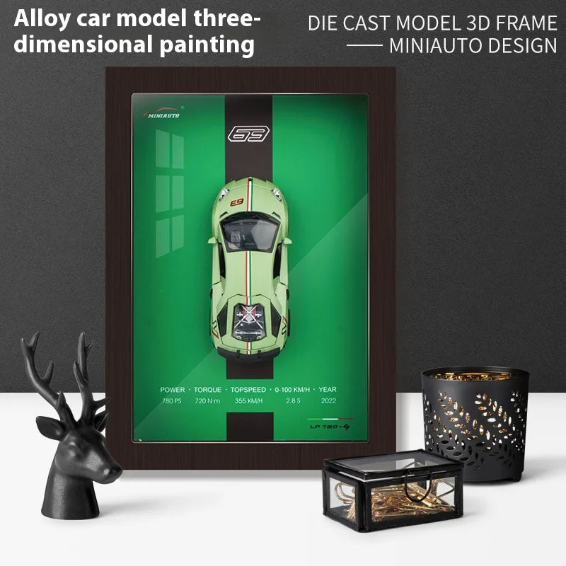 1:32 Alloy Simulation Car Model 3D Three-Dimensional Hanging Painting Collection Ornaments Living Room Decoration Painting