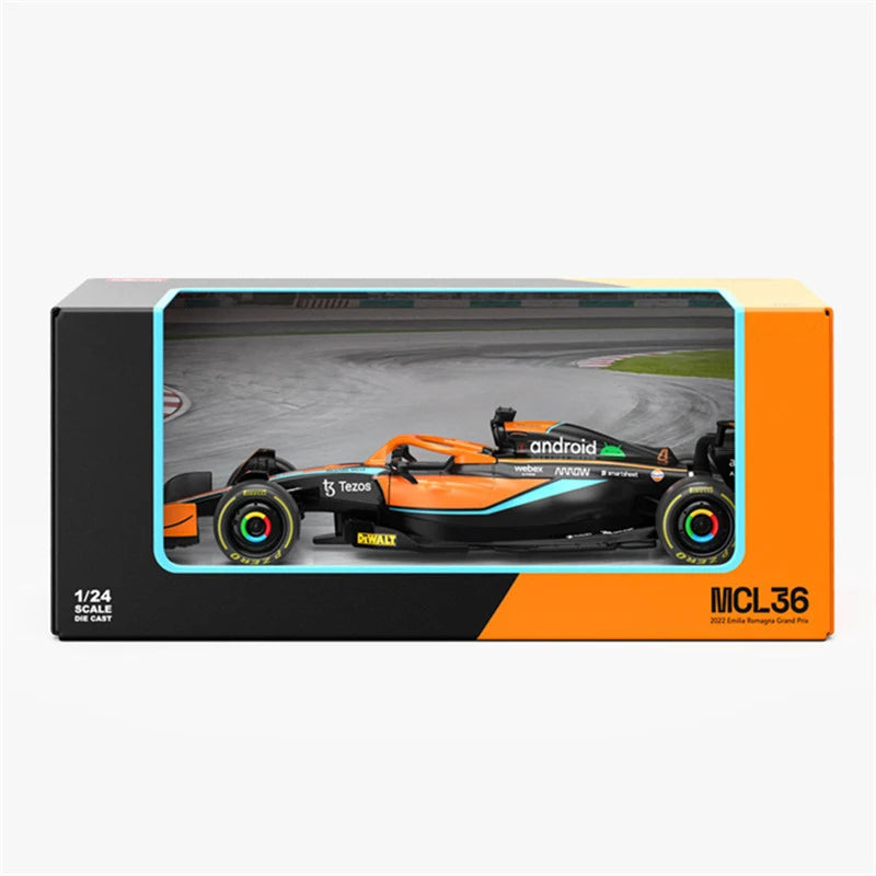 1:24 F1 MCL36 #4 Lando Norris Formula One Alloy Racing Car Model Formula One Diecast Metal Supercar Model Childrens Toy