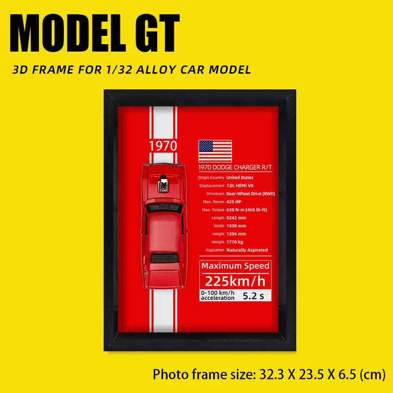 1:32 Alloy Simulation Car Model 3D Three-Dimensional Hanging Painting Collection Ornaments Living Room Decoration Painting