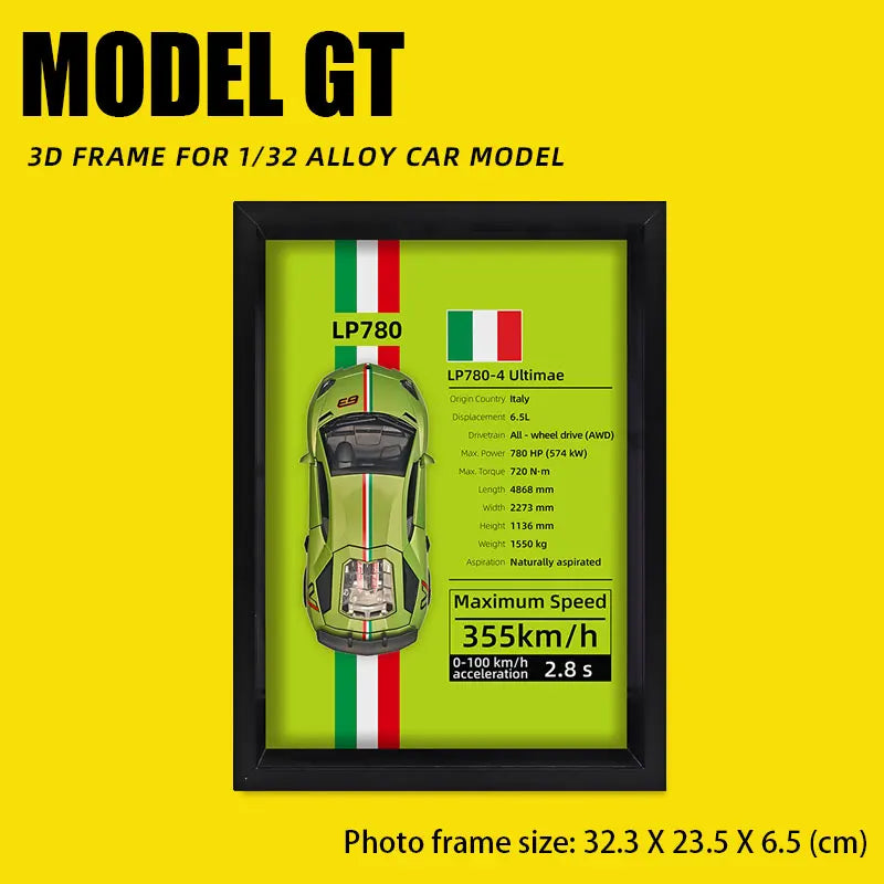 1:32 Alloy Simulation Car Model 3D Three-Dimensional Hanging Painting Collection Ornaments Living Room Decoration Painting