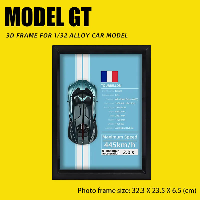 1:32 Alloy Simulation Car Model 3D Three-Dimensional Hanging Painting Collection Ornaments Living Room Decoration Painting